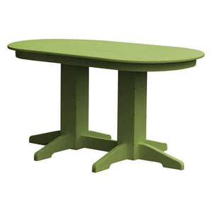 A & L Furniture Recycled Plastic Oval Dining Table Dining Table 5ft / Tropical-Lime-Green