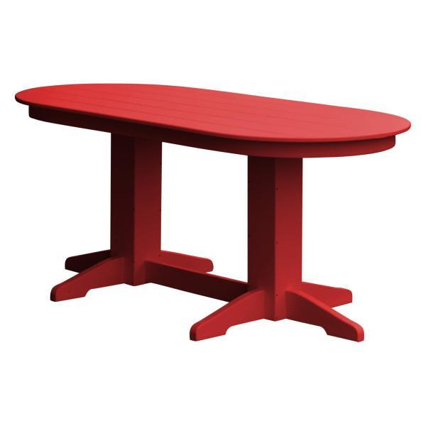 A &amp; L Furniture Recycled Plastic Oval Dining Table Dining Table 6ft / Bright-Red