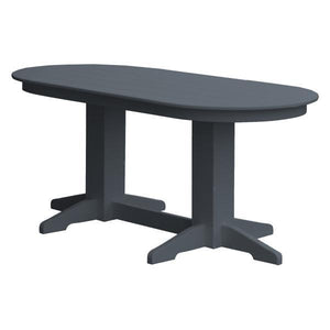 A & L Furniture Recycled Plastic Oval Dining Table Dining Table 6ft / Dark-Gray