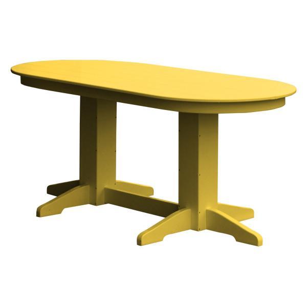 A &amp; L Furniture Recycled Plastic Oval Dining Table Dining Table 6ft / Lemon-Yellow