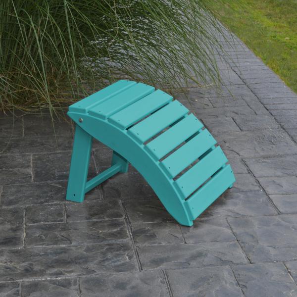 A &amp; L Furniture Recycled Plastic Poly Folding Ottoman Ottoman Aruba Blue