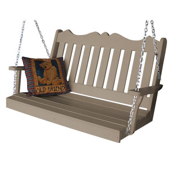 A &amp; L Furniture Recycled Plastic Poly Royal English Porch Swing Porch Swings 4ft / Aruba Blue