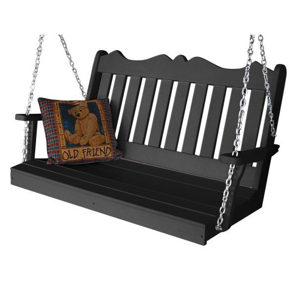 A &amp; L Furniture Recycled Plastic Poly Royal English Porch Swing Porch Swings 4ft / Black