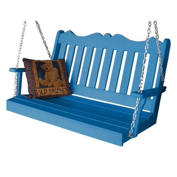 A &amp; L Furniture Recycled Plastic Poly Royal English Porch Swing Porch Swings 4ft / Blue