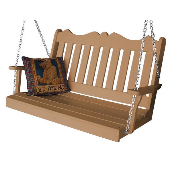 A &amp; L Furniture Recycled Plastic Poly Royal English Porch Swing Porch Swings 4ft / Cedar