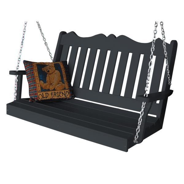 A &amp; L Furniture Recycled Plastic Poly Royal English Porch Swing Porch Swings 4ft / Dark Gray