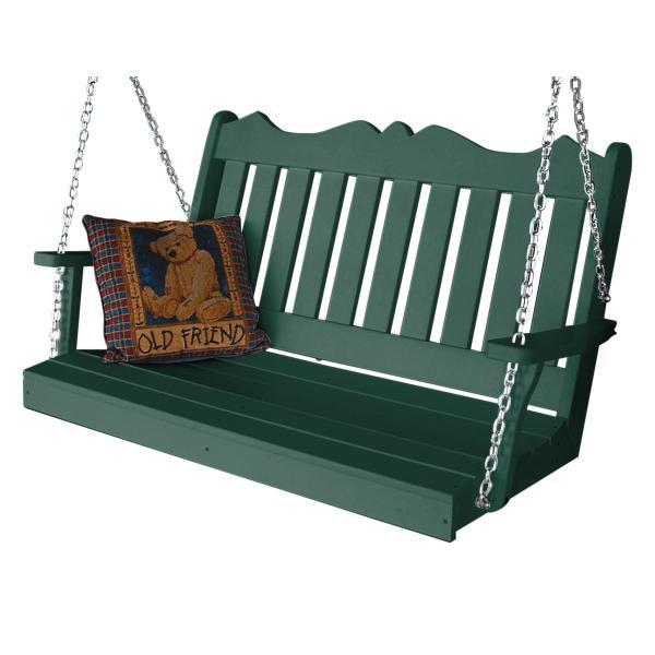 A &amp; L Furniture Recycled Plastic Poly Royal English Porch Swing Porch Swings 4ft / Turf Green