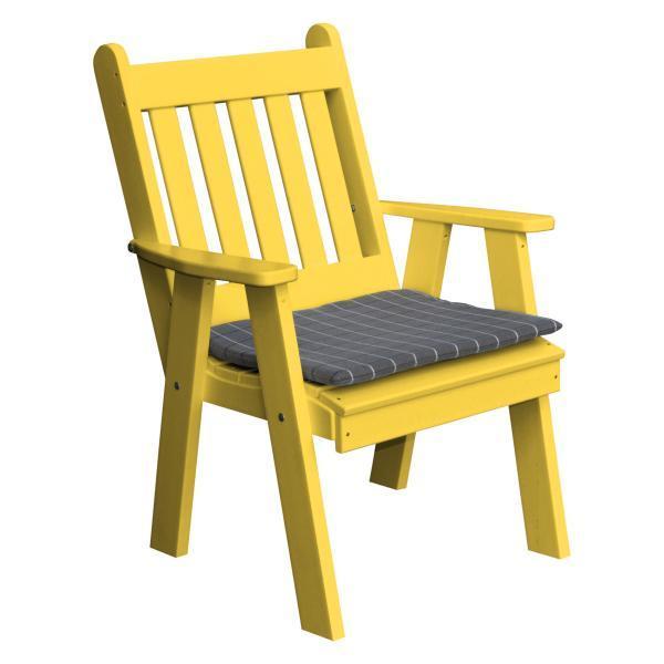 A &amp; L Furniture Recycled Plastic Poly Traditional English Chair Outdoor Chairs Lemon Yellow