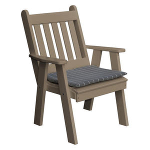 A & L Furniture Recycled Plastic Poly Traditional English Chair Outdoor Chairs Weathered Wood