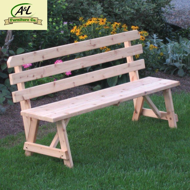 A &amp; L Furniture Western Red Cedar Bench with Back Garden Benches 2ft / Unfinished