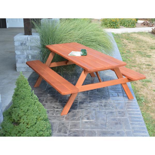 A &amp; L Furniture Western Red Cedar Picnic Table with Attached Benches Picnic Table 4ft / Unfinished / No