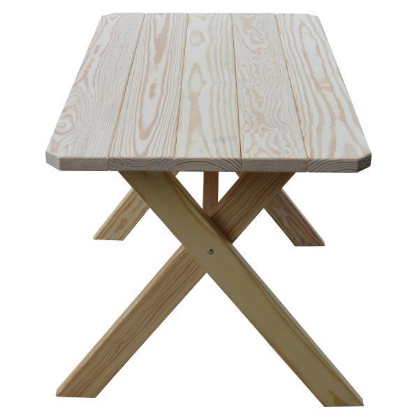 A &amp; L Furniture Yellow Pine Crossleg Table – Size 6ft &amp; 8ft Outdoor Tables 6ft / Unfinished / No