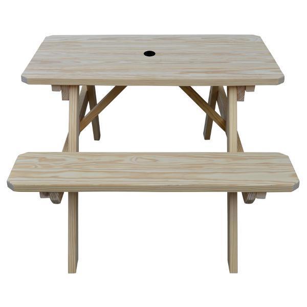 A &amp; L Furniture Yellow Pine Picnic Table with Attached Benches Picnic Table 4ft / Unfinished / No