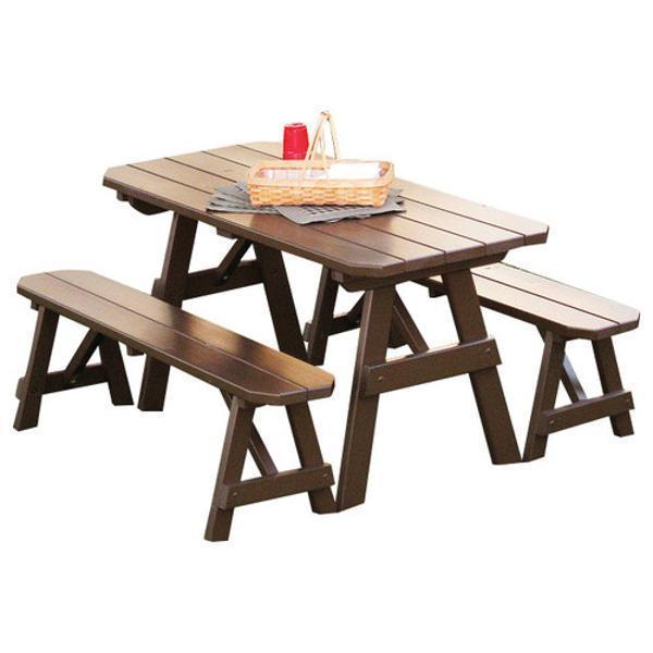 A &amp; L Furniture Yellow Pine Traditional Picnic Table with 2 Benches – Size 6ft and 8ft Picnic Table 6ft / Unfinished / No