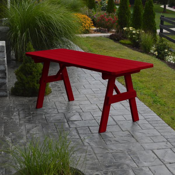 A &amp; L Furniture Yellow Pine Traditional Table Only – Size 4ft and 5ft Table 4ft / Tractor Red / No
