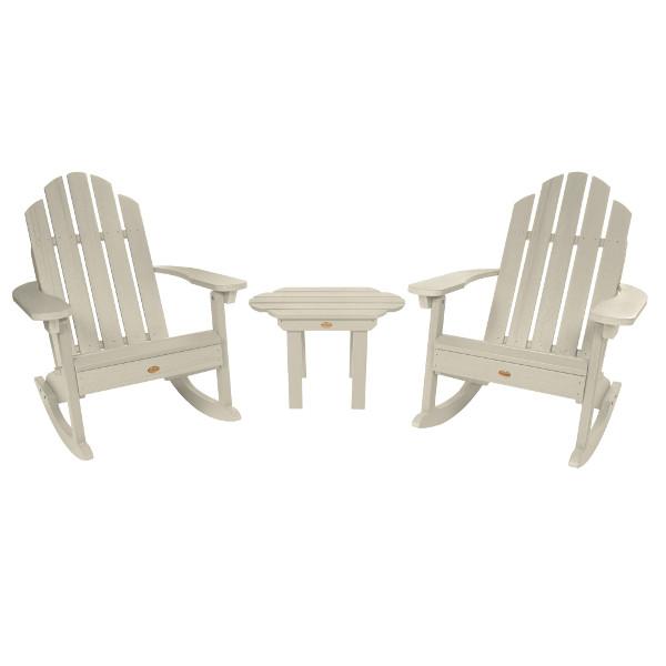 Adirondack 2 Classic Westport Rocking Chairs with 1 Classic Westport Side Table Conversation Set Whitewash