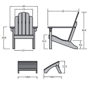 Adirondack Classic Westport Chair with Folding Ottoman Ottoman