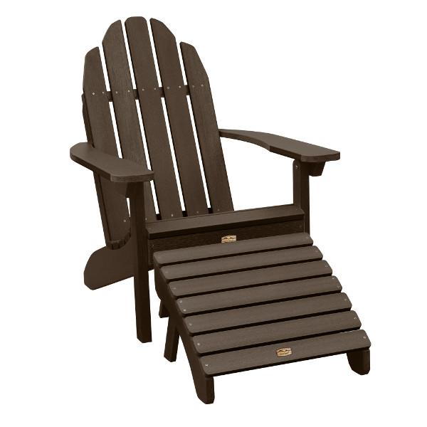 Adirondack Essential Chair with Essential Folding Ottoman Outdoor Chair Canyon (Brown)