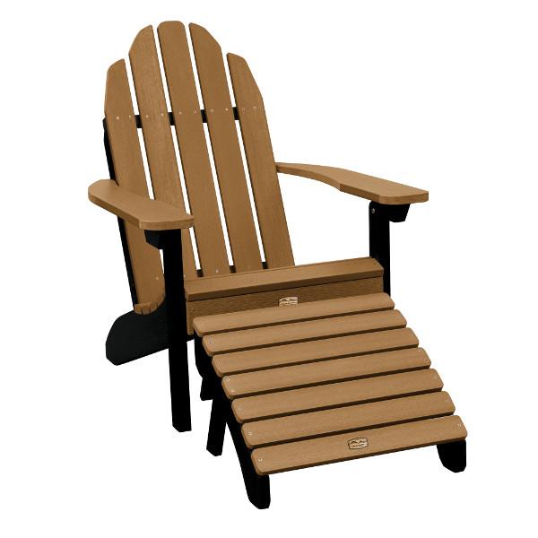 Adirondack Essential Chair with Essential Folding Ottoman Outdoor Chair Caribou (Black/Tan)
