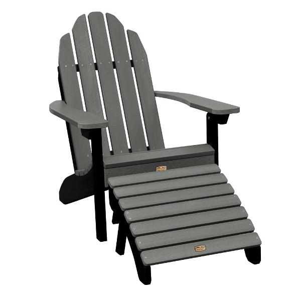 Adirondack Essential Chair with Essential Folding Ottoman Outdoor Chair Flint (Black/Gray)