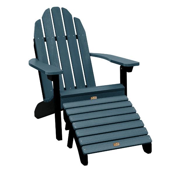 Adirondack Essential Chair with Essential Folding Ottoman Outdoor Chair Shale (Black/Blue)