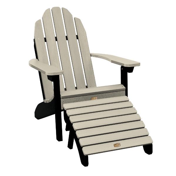 Adirondack Essential Chair with Essential Folding Ottoman Outdoor Chair Vapor (Black/Ivory)