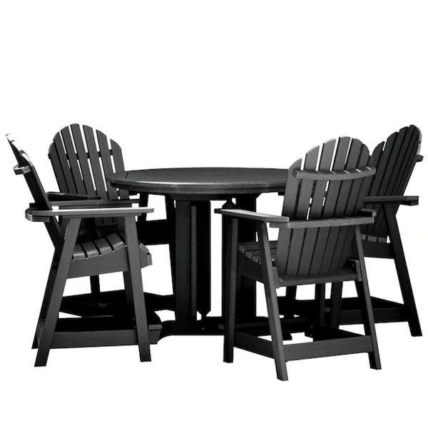 Adirondack Hamilton 5pc Round Counter Height Outdoor Dining Set Dining Set Black