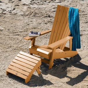 Adirondack Manhattan Beach Chair with Folding Ottoman Conversation Set