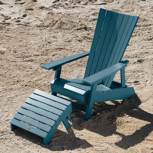 Adirondack Manhattan Beach Chair with Folding Ottoman Conversation Set