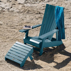 Adirondack Manhattan Beach Chair with Folding Ottoman Conversation Set