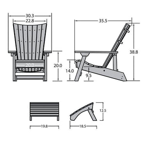 Adirondack Manhattan Beach Chair with Folding Ottoman Conversation Set