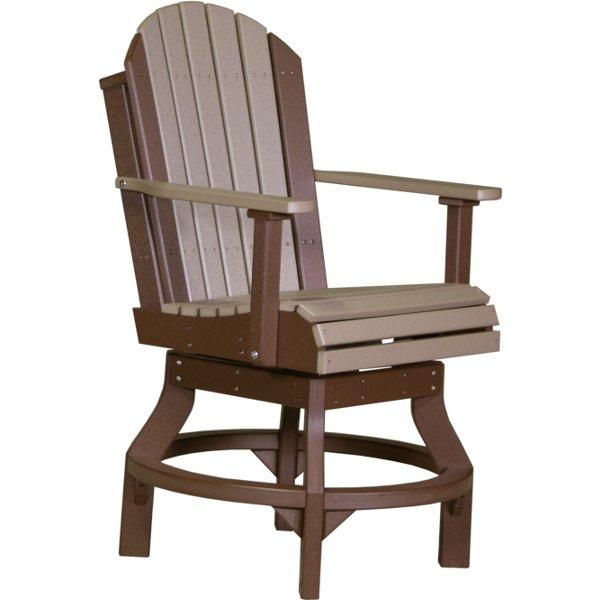Adirondack Swivel Chair Swivel Chair Counter Height / Weatherwood &amp; Chestnut Brown