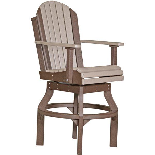 Adirondack Swivel Chair Swivel Chair Bar Height / Weatherwood &amp; Chestnut Brown