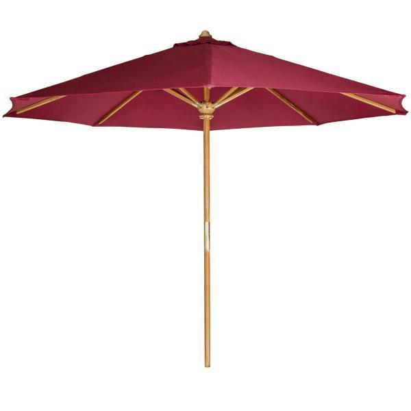 All Things Cedar 10&#39; Teak Market Umbrella &amp; Canopy Umbrella &amp; Canopy Red