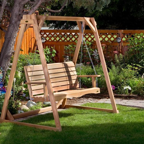 All Things Cedar Swing with A-Frame Set Porch Swings 6&#39; Swing Frame &amp; 4&#39; Porch Swing Set