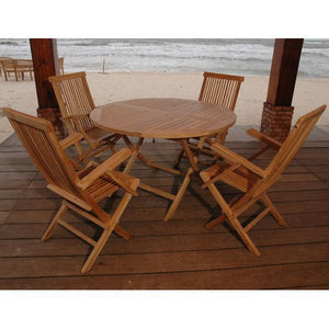 Anderson Teak Bahama Classic Folding Armchair 5-Pieces Dining Set Dining Set