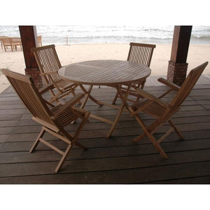 Anderson Teak Bahama Classic Folding Armchair 5-Pieces Dining Set Dining Set