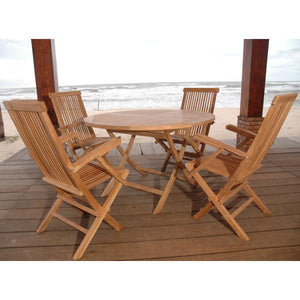 Anderson Teak Bahama Classic Folding Armchair 5-Pieces Dining Set Dining Set