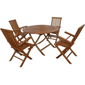 Anderson Teak Bahama Classic Folding Armchair 5-Pieces Dining Set Dining Set