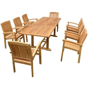 Anderson Teak Bahama Stackable Sahara 9-Pieces Rectangular Dining Set B Dining Set