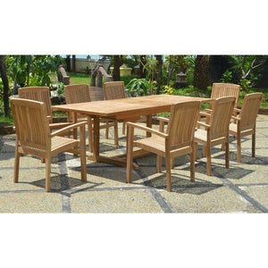 Anderson Teak Bahama Stackable Sahara 9-Pieces Rectangular Dining Set B Dining Set