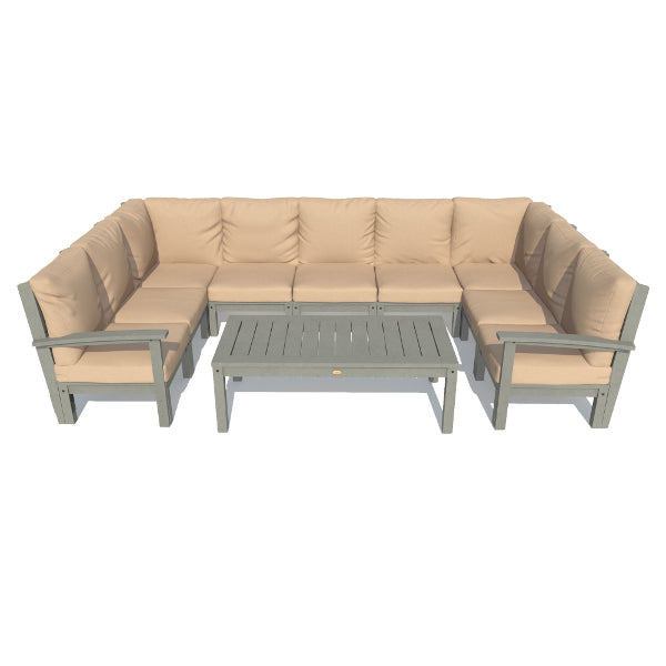 Bespoke Deep Seating 10 pc Sectional Sofa Set with Conversation Table Sectional Set Driftwood / Coastal Teak