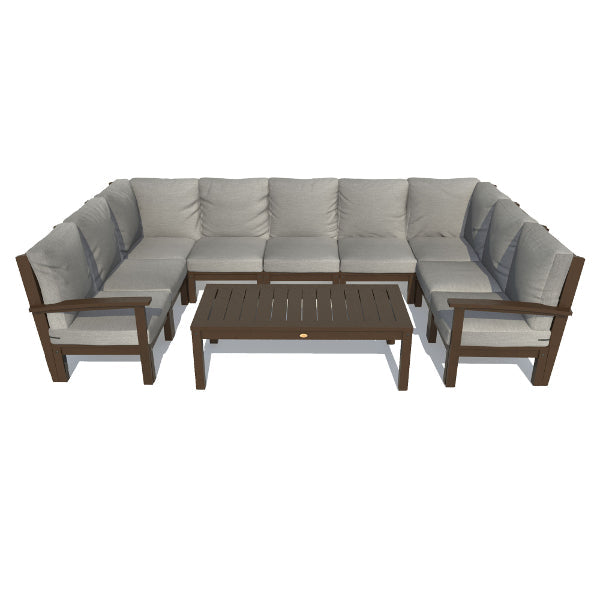 Bespoke Deep Seating 10 pc Sectional Sofa Set with Conversation Table Sectional Set Stone Gray / Weathered Acorn