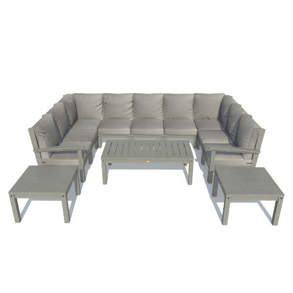 Bespoke Deep Seating 12 pc Sectional Sofa Set with Conversation and 2 Side Table Sectional Set Stone Gray / Coastal Teak