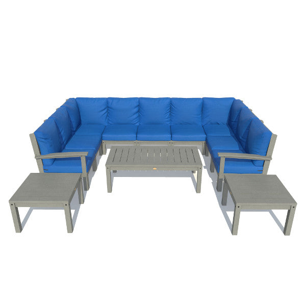 Bespoke Deep Seating 12 pc Sectional Sofa Set with Conversation and 2 Side Table Sectional Set Cobalt Blue / Black