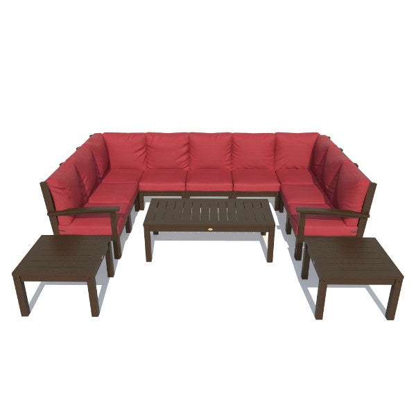 Bespoke Deep Seating 12 pc Sectional Sofa Set with Conversation and 2 Side Table Sectional Set Driftwood / Coastal Teak
