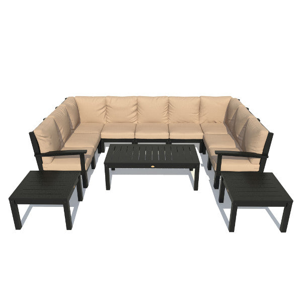 Bespoke Deep Seating 12 pc Sectional Sofa Set with Conversation and 2 Side Table Sectional Set Driftwood / Weathered Acorn