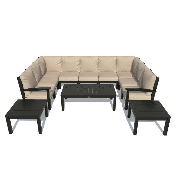 Bespoke Deep Seating 12 pc Sectional Sofa Set with Conversation and 2 Side Table Sectional Set Dune / Weathered Acorn
