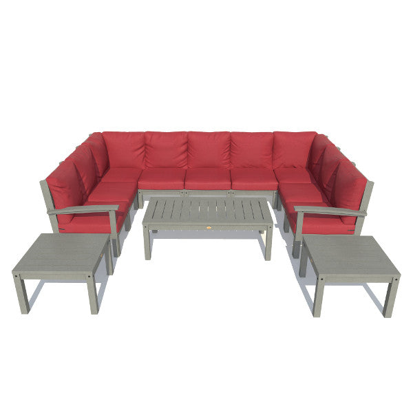 Bespoke Deep Seating 12 pc Sectional Sofa Set with Conversation and 2 Side Table Sectional Set Firecracker Red / Black