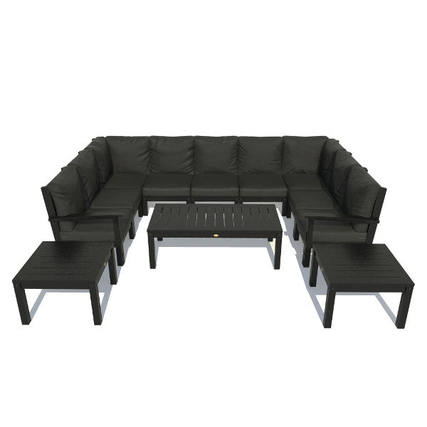 Bespoke Deep Seating 12 pc Sectional Sofa Set with Conversation and 2 Side Table Sectional Set Jet Black / Black
